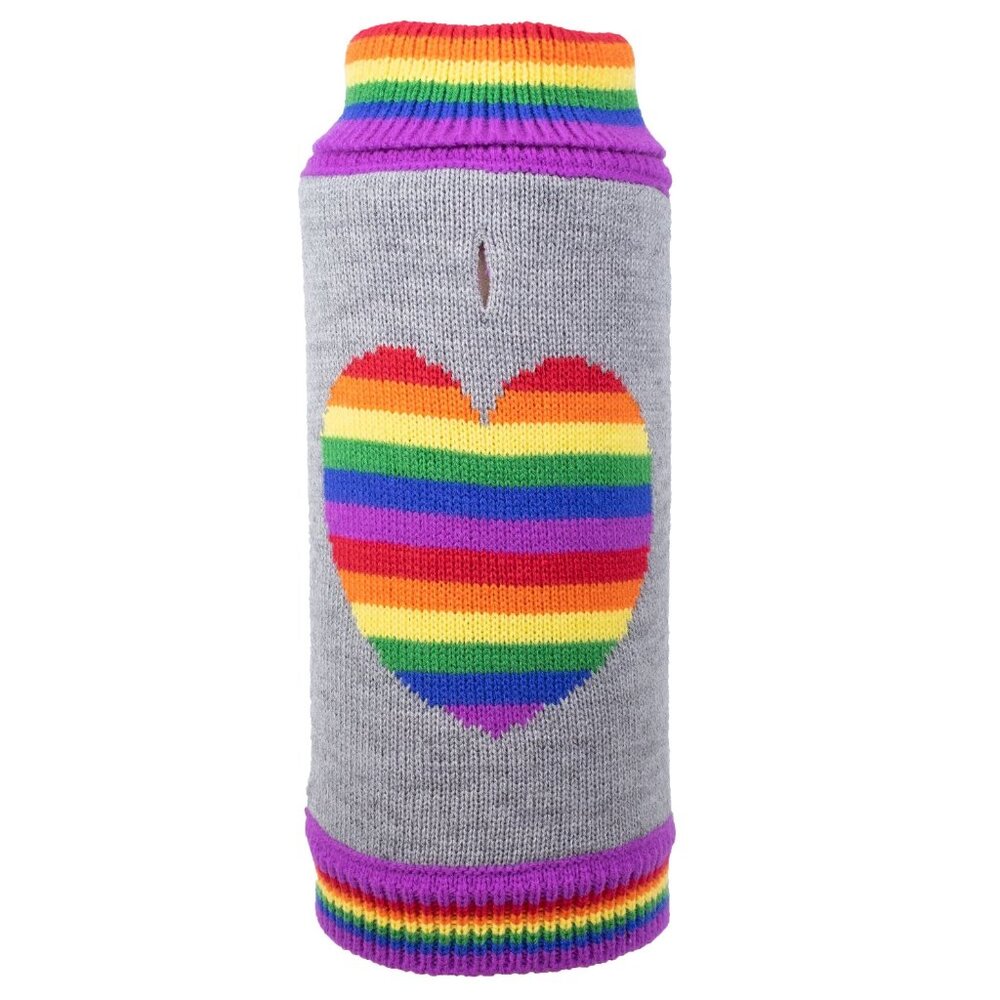 Rainbow Heart Dog Sweater - Size Small - NEW